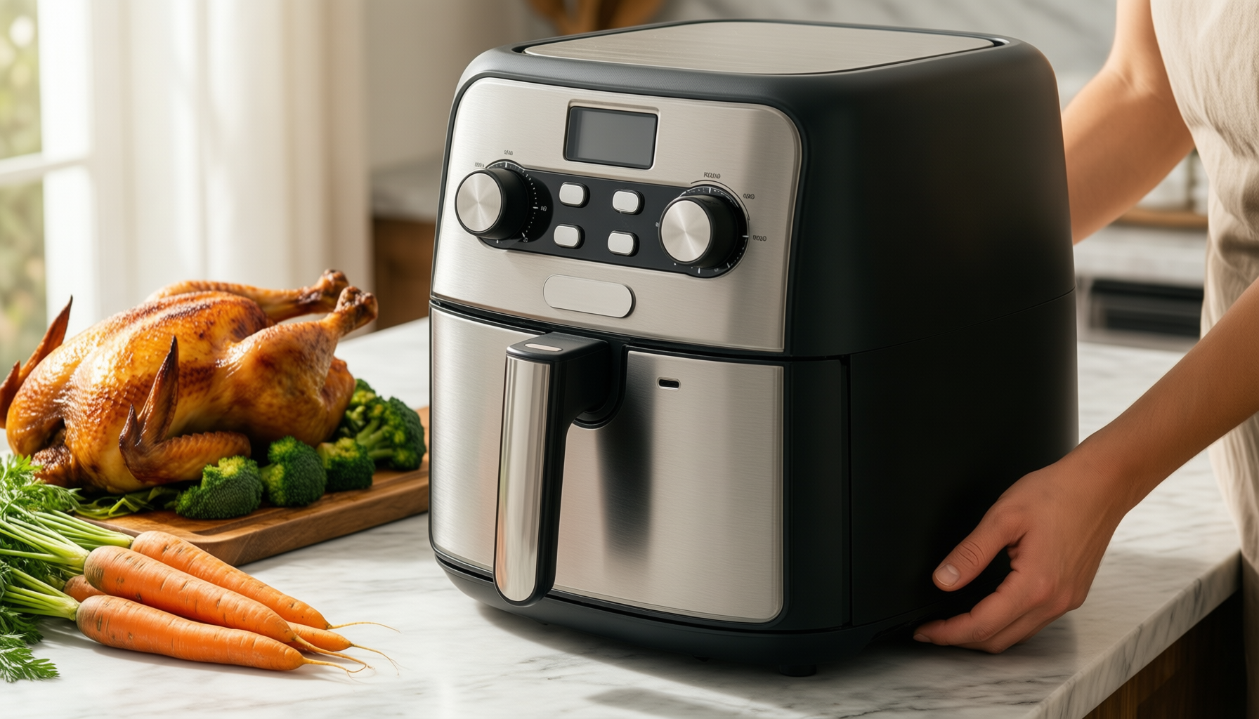 Ninja Dual Zone Air Fryer DZ300UK — illustrative AI-generated lifestyle image