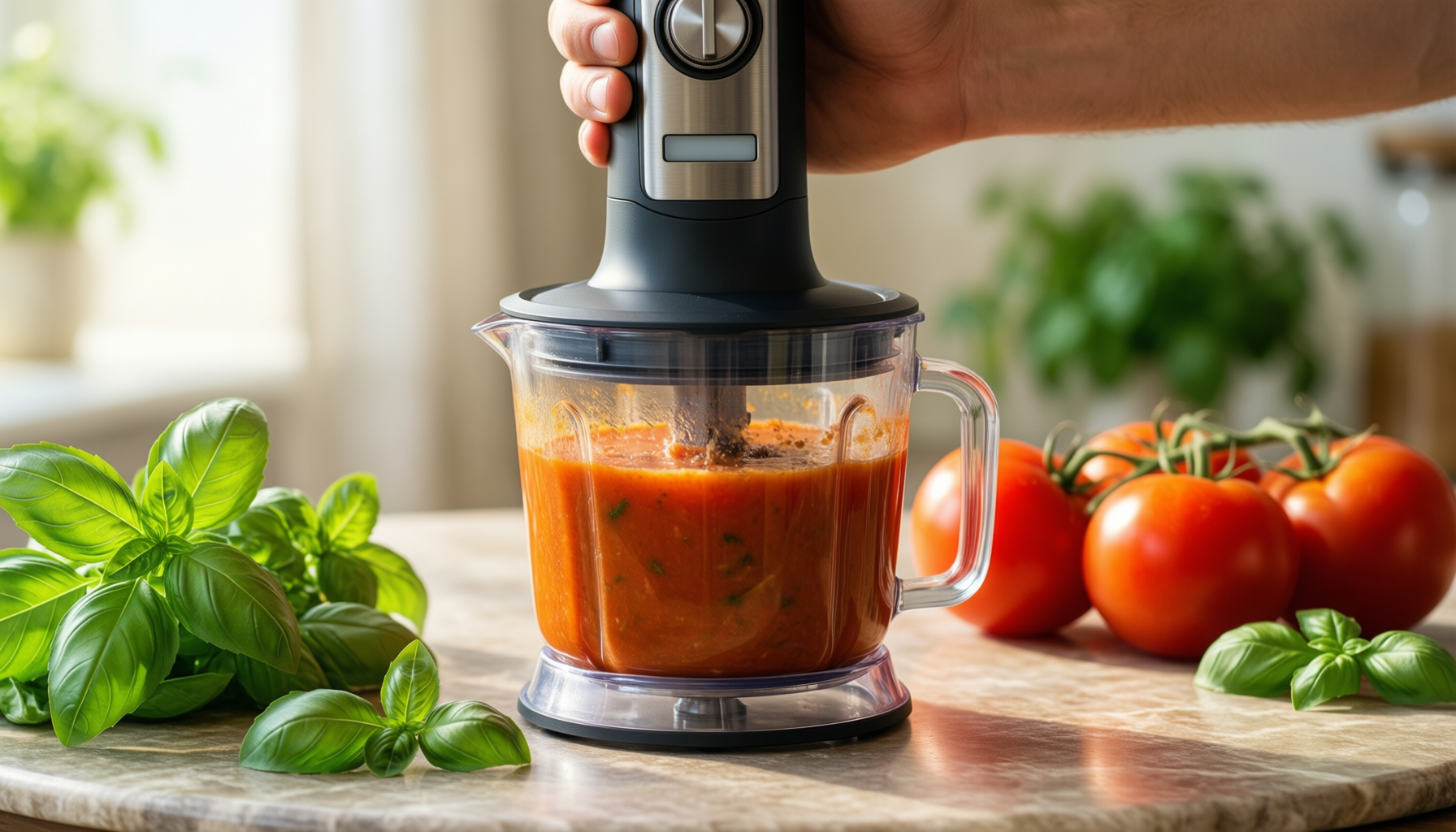 tefal optichef 3-in-1 hand blender — illustrative AI-generated lifestyle image