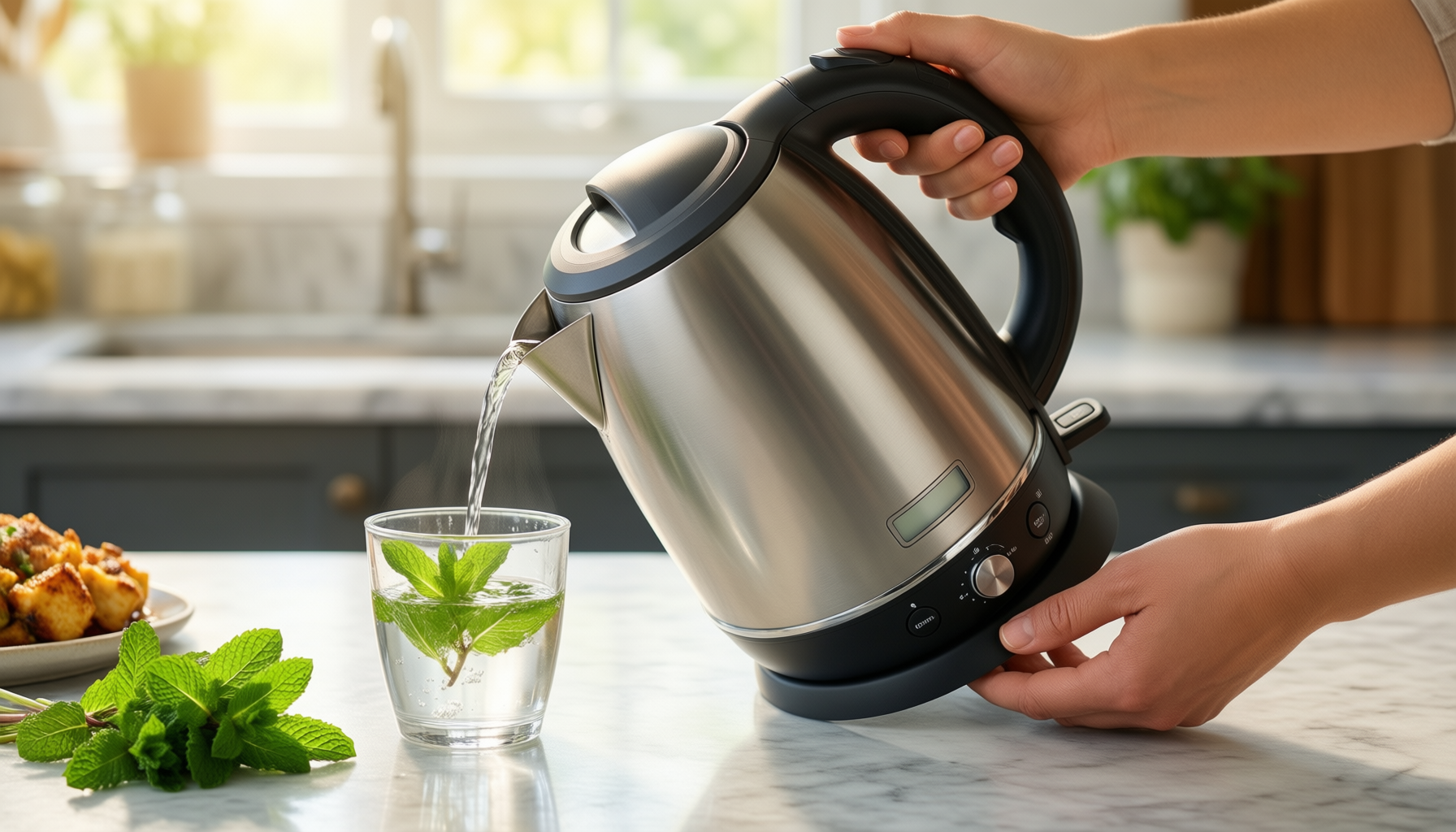dualit architect kettle — illustrative AI-generated lifestyle image