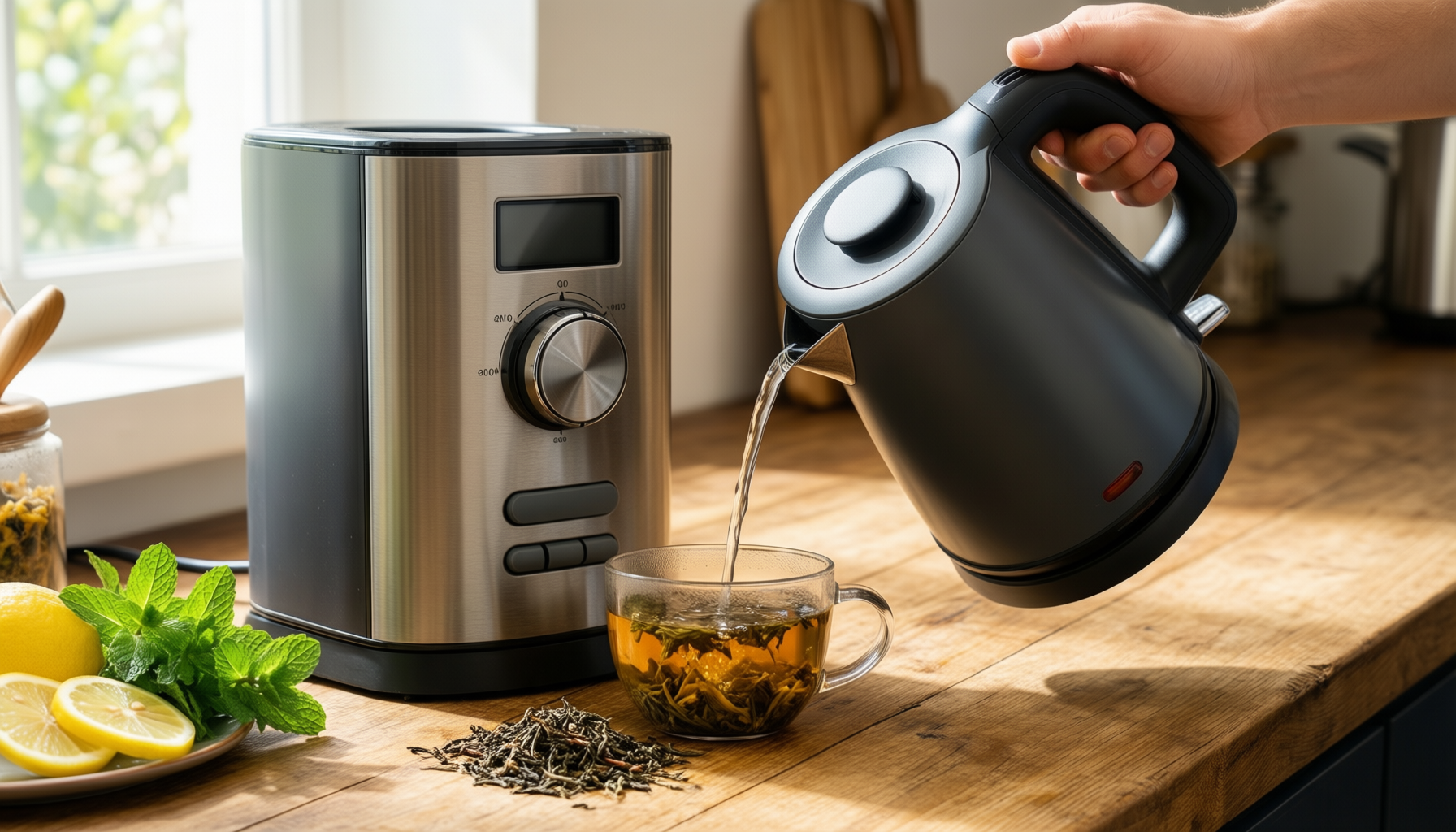 tefal loft cordless kettle — illustrative AI-generated lifestyle image