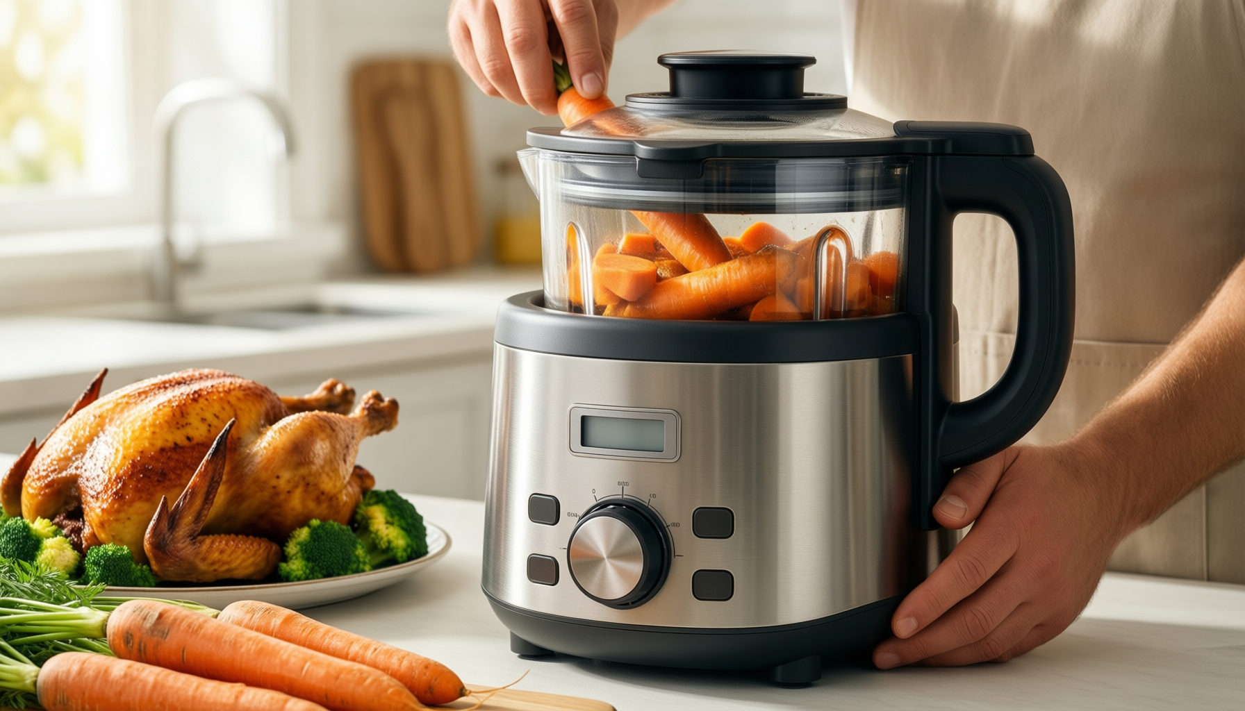 morphy richards saute and soup maker — illustrative AI-generated lifestyle image
