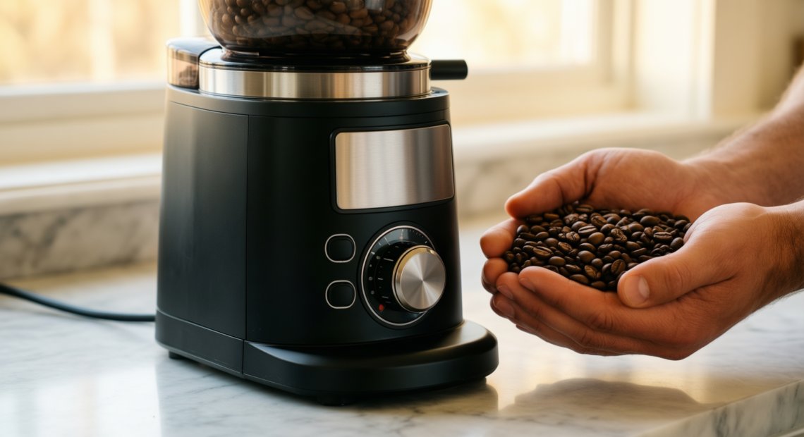 smeg coffee grinder black — illustrative AI-generated lifestyle image