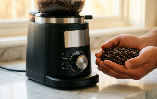 smeg coffee grinder black — illustrative AI-generated lifestyle image