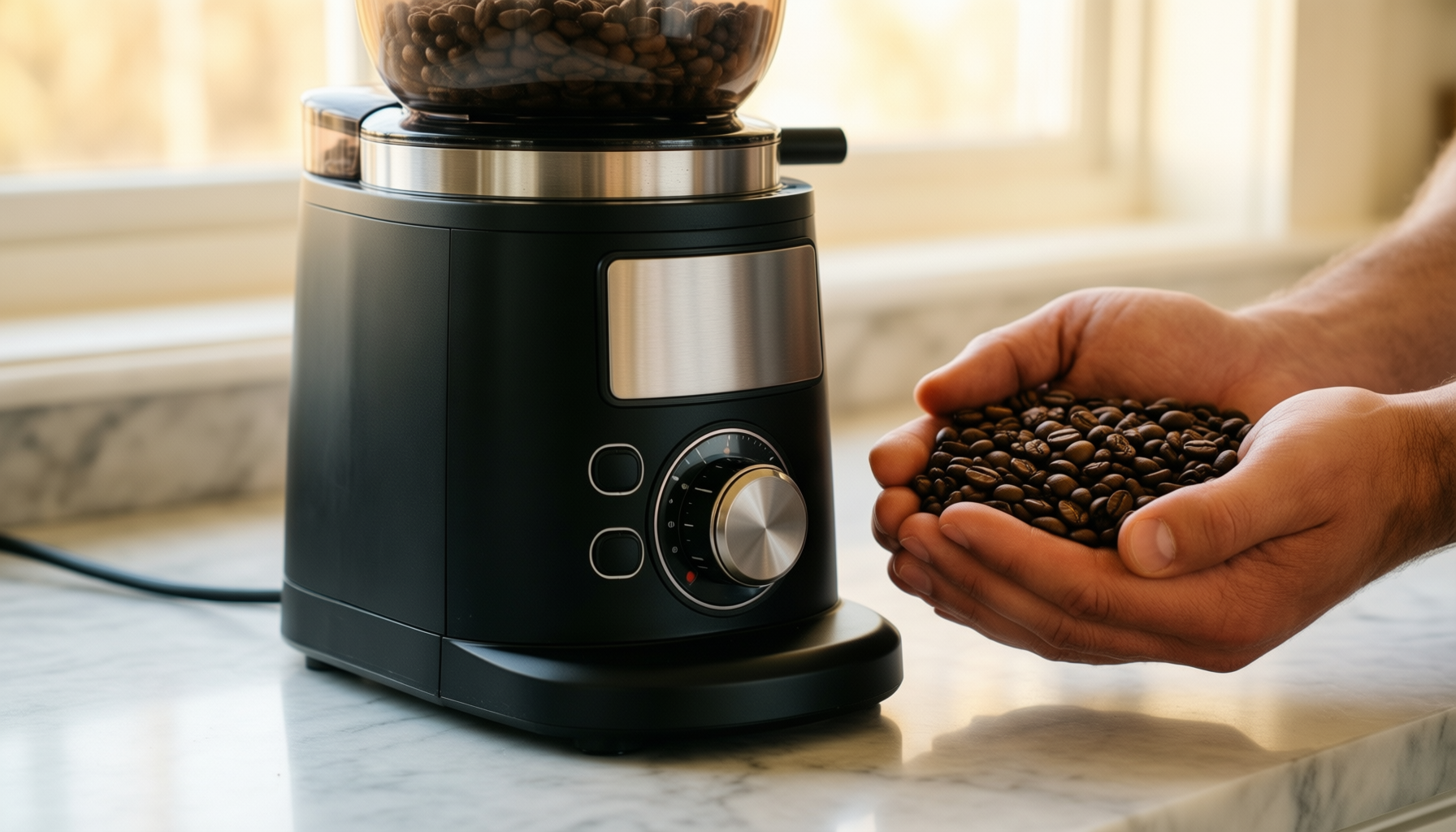 smeg coffee grinder black — illustrative AI-generated lifestyle image