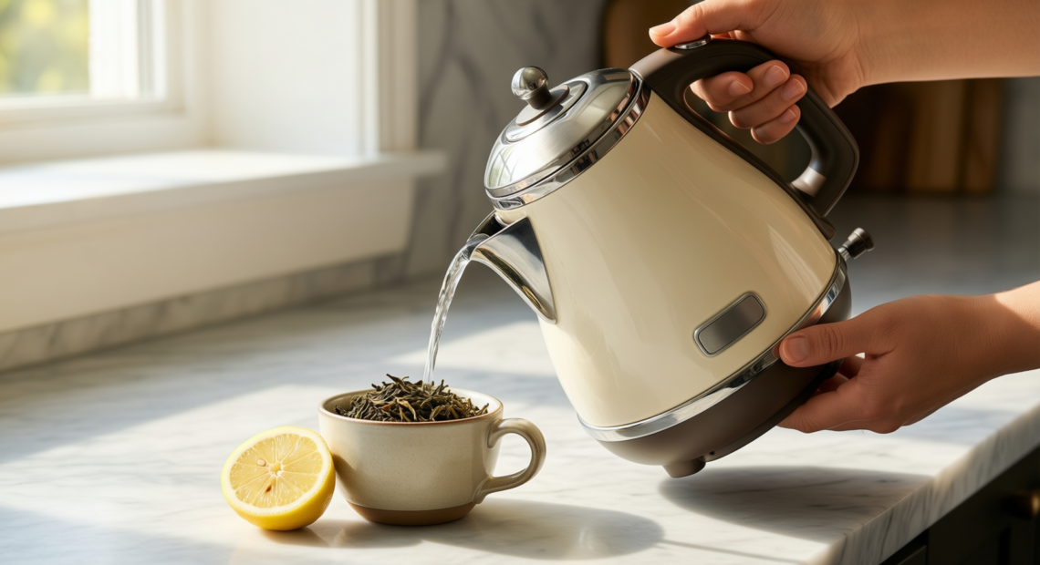 smeg retro kettle cream — illustrative AI-generated lifestyle image