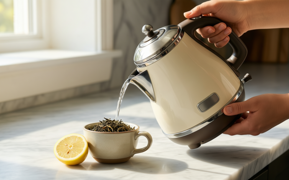 smeg retro kettle cream — illustrative AI-generated lifestyle image