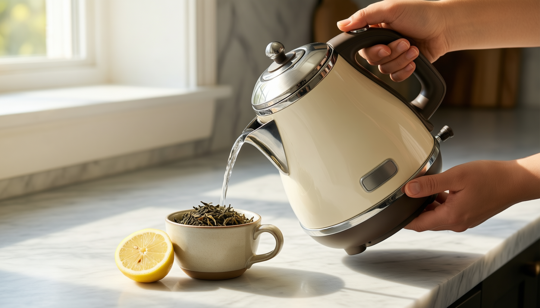 smeg retro kettle cream — illustrative AI-generated lifestyle image